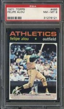 1971 TOPPS #495 FELIPE ALOU PSA 8 ATHLETICS *B71466