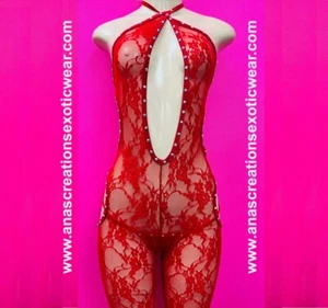 exotic dancewear outfit, lace 2 piece - Picture 1 of 4