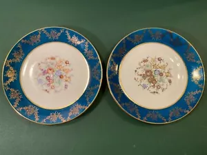Placas de porcelana M Z Altrohlau Checoslovaquia 2- Azul azul oscuro/oro blanco - Imagen 1 de 12