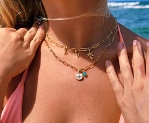 Pura Vida Harper Statement Büroklammer Kette Halskette mit Charms Neu mit Etikett  - Bild 1 von 12