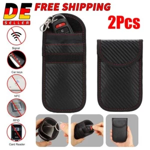 2x Auto Schlüssel Keyless Go Schutz RFID Funk Blocker Tasche Etui Hülle Carbon - Bild 1 von 14