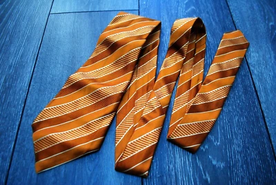 CORBATA DE SEDA LUIGI BORRELLI NAPOLI PARA HOMBRE ITALIA LUJO DORADO MARRÓN COLOR RAYAS Foto 1 de 4