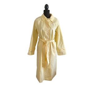 Madewell Trench Coat Women Sz M Yellow Belted Preppy Classic Tailored Work