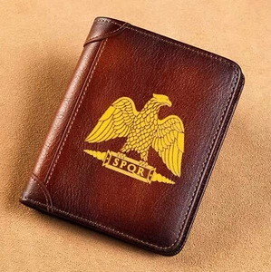 MENS WALLET - SPQR ROMAN LOGO PREMIUM HQ GENUINE LEATHER MENS WALLET - Picture 1 of 10