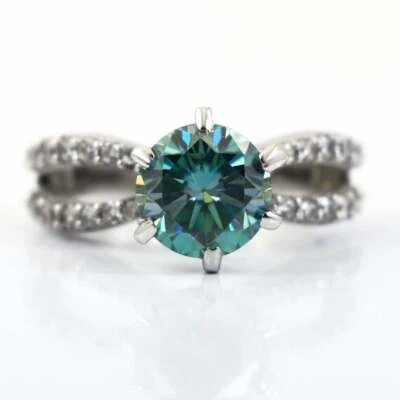 Anillo De Compromiso De Diamante Tratado Azul De 2.50 Ct En Plata De Ley 925! - Imagen 1 de 4