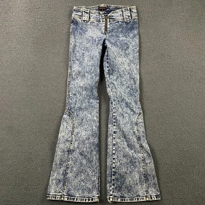 VTG Y2K Jeans Womens size 6 Low Rise Flare Bare Back Stone Wash Grunge - Image 1 of 4