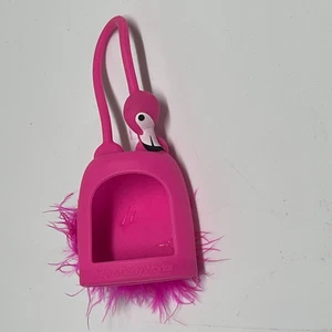 Bath & Body Works Pink Fuzzy Feather Flamingo Pocketbac Holder Clip Keychain - Picture 1 of 3