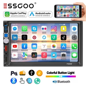 7" Double 2 DIN Car Stereo Radio MP5 Player with Wireless CarPlay & Android Auto - Picture 1 of 17