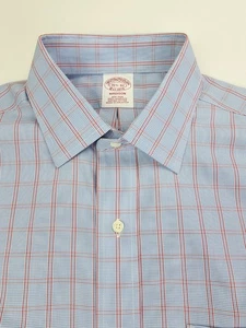 Brooks Brothers Milano Size 15.5-32 Mens Non Iron Red White Blue Check Shirt NWT - Picture 1 of 11