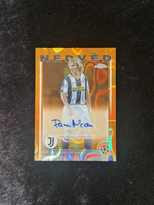 2024/25 Topps Chrome UCC Pavel Nedved Auto Orange Lava /25 Juventus - Image 1 of 2
