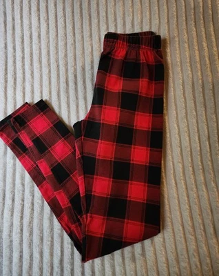 Christmas Leggings XS(1) Red Black Plaid Women's Juniors Teens Festive Holiday  - Image 1 of 2