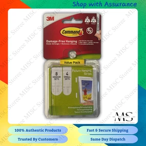 3M Command Picture Hanging Strips - Value Pack - 8 Medium & 4 Small - Brand New - Picture 1 of 3