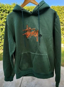 Stussy Hoodie Herren Large grün orange bestickt international - Bild 1 von 9