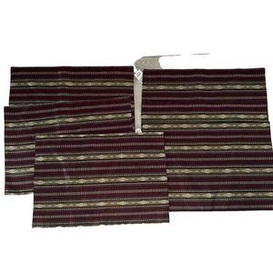 Pier 1 Imports Placemats Set of 6 Striped Red Green Gold Never Used Dining * - Picture 1 of 5