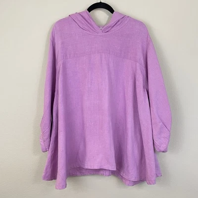 B. Hadikusumo Lilac Linen Balloon Sleeves Hoodie Slouchy Pullover Size Medium - Image 1 of 4