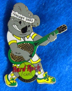 GUITARRA RAQUETA TENIS MELBOURNE AUSTRLIAN OPEN KOALA 2002 Hard Rock Café PIN LE - Imagen 1 de 1