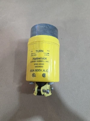 Hubbell HBL26419 60A 600V 3 Pole 4 Wire Power Plug - (works W/ Hbl26418) - Image 1 of 4