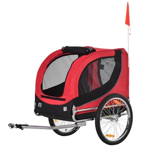 Dog Bike Trailer Pet Cart Bike Carrier Travel with Hitch Coupler Red - Picture 1 of 11