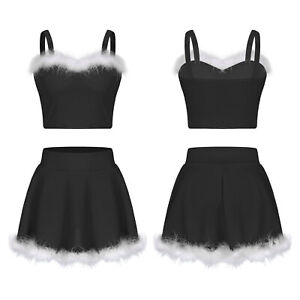 Women's Crop Top With Skirts Cosplay Fancy Dress Up Party Vest And Short Skirts
