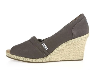 Alpargatas mujer TOMS 226677 gris lona punta abierta cuña talla 10 Foto 1 de 4