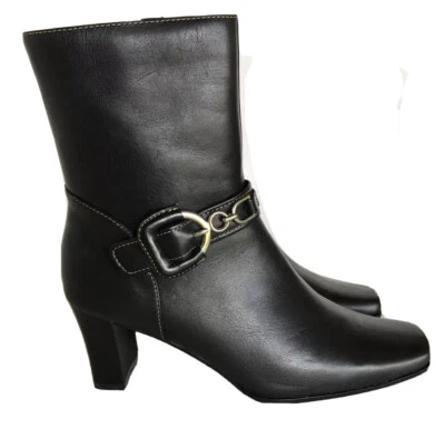 Botas Apostrophe Hebilla Tacón Bloque Talla 7.5 Negras Foto 1 de 4