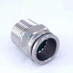 Fit Tube OD 16mm-1/2" BSP Hombre 304 Acero Inoxidable Neumático Recto Pushfit Accesorio - Imagen 1 de 4