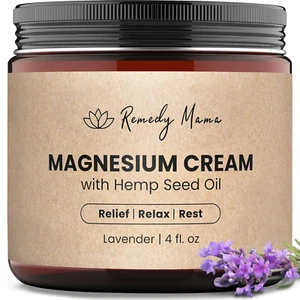Magnesium Cream for Sleep, Muscle Soreness & Cramps Relief with Hemp Seed Oil, V - Picture 1 of 12