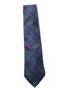 Bass Men's Tie Made in USA 100% Cotton - Green/Blue/Red Plaid - Picture 1 of 6