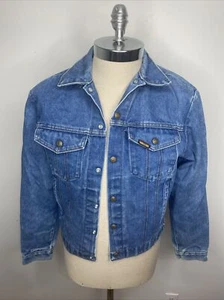 Vintage Saddle King Western Blue Denim Jacket Jean Sz 36 Cowboy Trucker Festival - Picture 1 of 7