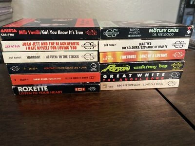 LOT OF 12 CASSETTE SINGLES Poison Great White Aerosmith Warrant Reo Speedwagon - Image 1 of 3