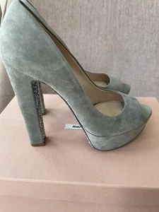 vintage Miu Miu platform pump heels Calzature Donna size 36 gray shoes 5.5 6 US - Picture 1 of 6