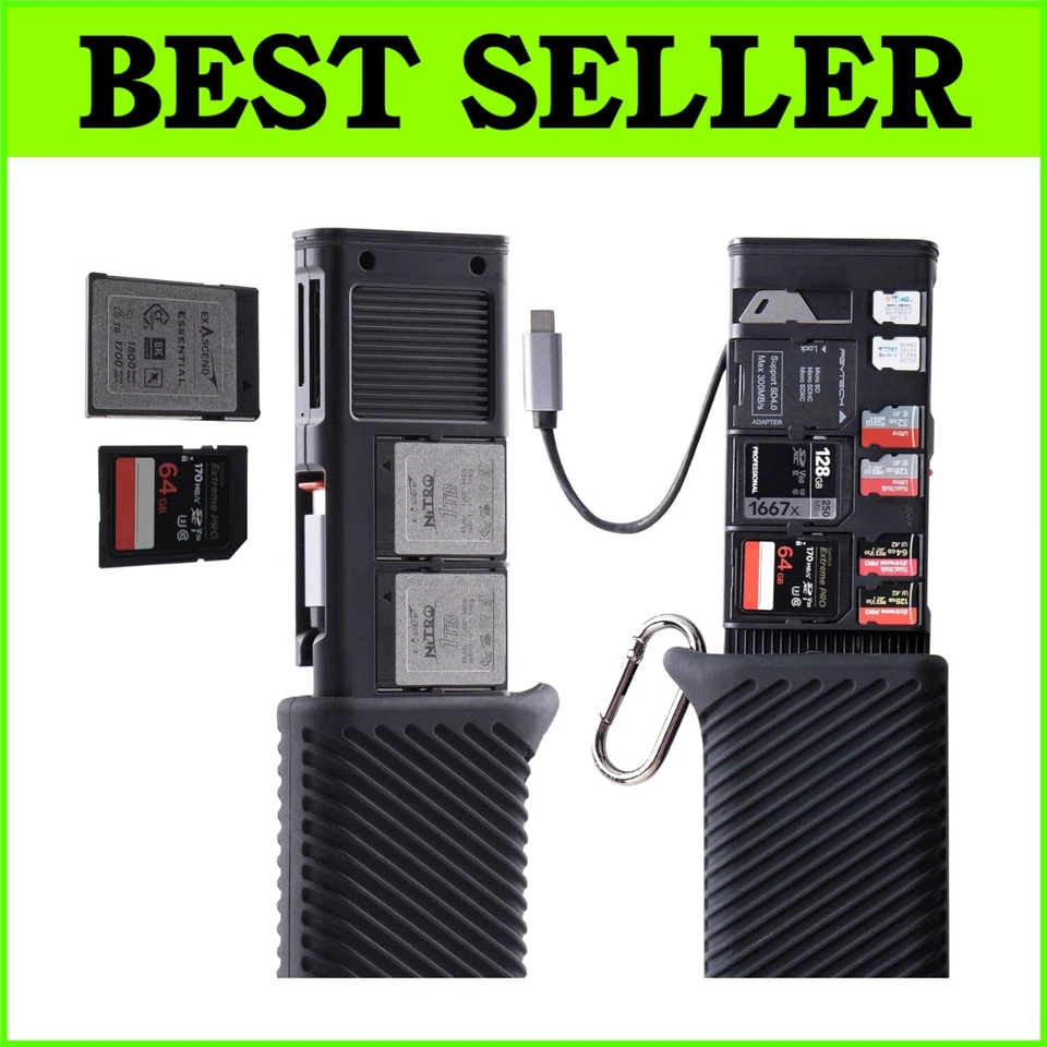 Portable Aluminum CFexpress Card Reader & Holder - Fast 10Gbps Transfer, Black - Image 1 of 4