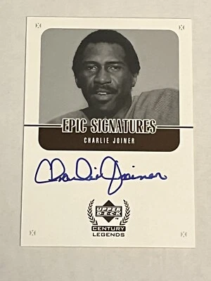 Charlie Joiner 1999 Upper Deck Century Legends Epic Signatures Auto SP Card HOF - Image 1 of 3