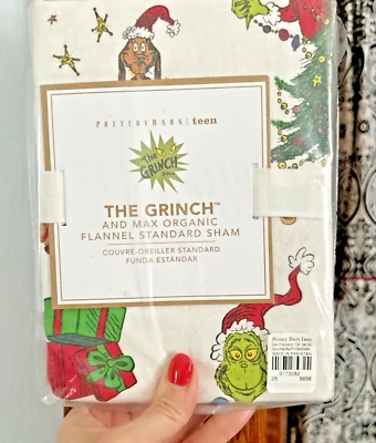 Disney Pottery Barn Grinch Christmas pillow Sham Seuss Holiday Gift party kid - - Image 1 of 4