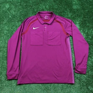 Nike Dri-fit Shirt Adult Large 2 Pockets L/S Polo Performance Purple Swoosh Mens - Picture 1 of 12