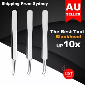 Stainless Steel Face Care Curved Blackhead Acne Clip Comedone Extractor Tweezers - Picture 1 of 11