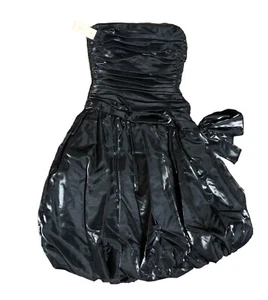 Vtg 90s black bubble skirt Cocktail dress 80s Formal Gothic prom Custom - Picture 1 of 6