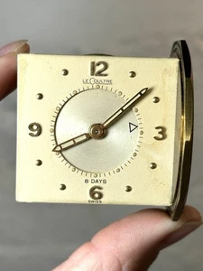 Reloj de mesa despertador mecánico de 8 días Jaeger Le Coultre de colección pequeño (piezas reparación) - Imagen 1 de 11