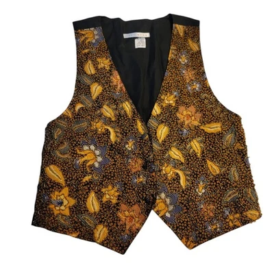 Chaleco Vintage Limitado Para Mujer Talla S Adornado Lentejuelas Doradas Cuentas Colorido Foto 1 de 4