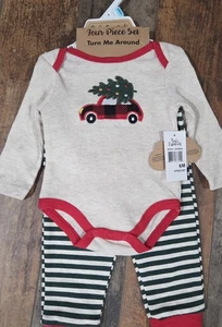 Bebé Niño Navidad Camión Conjunto, 4 Piezas 6 Meses Manga Larga Pantalones B9 - Imagen 1 de 6