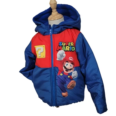 Super Mario™ Boys Heavyweight Hooded Winter Jacket – Blue - Image 1 of 4