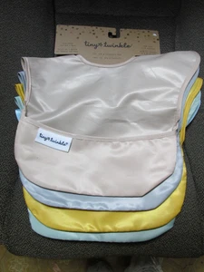 ""TINY TWINKLE BABY BIBS - NEW - SET OF 5"" - WITH CATCH ALL POCKET - 6 - 24 MO - Picture 1 of 2