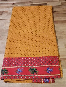 Vintage strukturierte Baumwolle Tischdecke 105" x 62" Oliv & Blumen Bordüre - Bild 1 von 6
