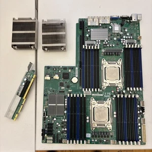 Supermicro X9DRW-3TF+ Dual LGA 2011 DDR3 Motherboard W/Risers, 2 X E5-2620, Sink - Picture 1 of 8