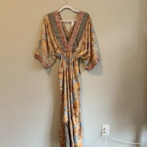 Big Bull Womens Halter Maxi Dress/beach Silk Blend Paisley Print Sz S-M 1850 - Picture 1 of 13