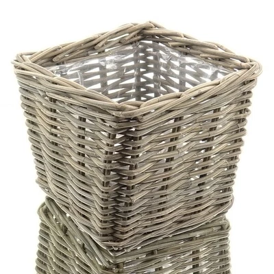 VAN DER LEEDEN Rattan Übertopf Grau quadratisch mit Folienauskleidung 27 cm - Bild 1 von 4