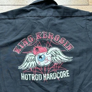 Hotrod Hardcore King Kerosin Workwear Shirt Black Men XL Button Up Collar Grunge - Picture 1 of 11