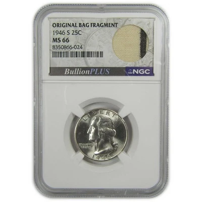 1946 S Washington Quarter MS 66 NGC Silver Bag Fragment SKU:I20510 - Image 1 of 4