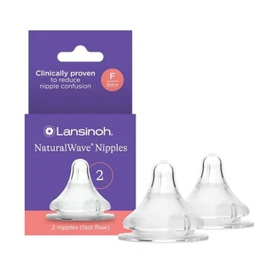 Lansinoh NaturalWave Baby Bottle Nipples Slow Flow BPA-Free Silicone 2 Pack - Picture 1 of 8