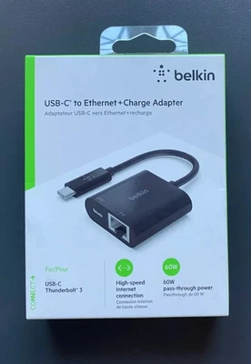 BELKIN USB-C to Ethernet + Charge Adapter 60W / USB-C & Thunderbolt 3 - Image 1 of 4